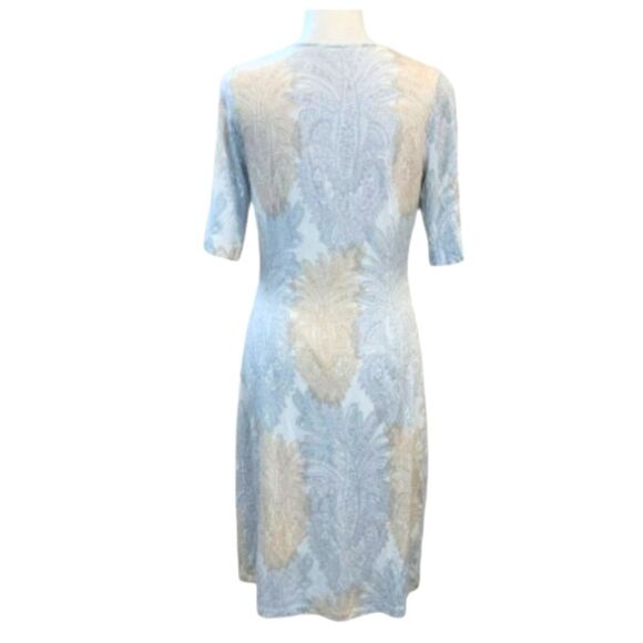 Tommy Bahama Shirt Dress Short Jersey Knit Pinapple Paisley White Cream Gray M - Picture 3 of 13